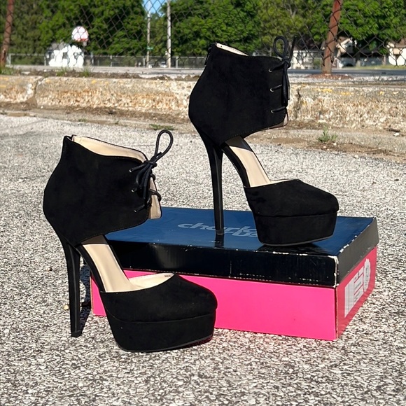 Charlotte Russe Shoes - Black heels, suede, size 9 women’s